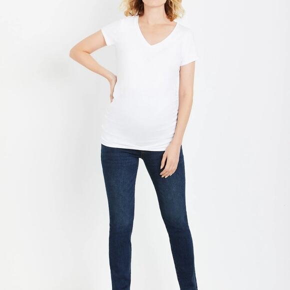 Indigo Blue Maternity Jeans Regular Straight Leg Dark Wash Small - Picture 2 of 6